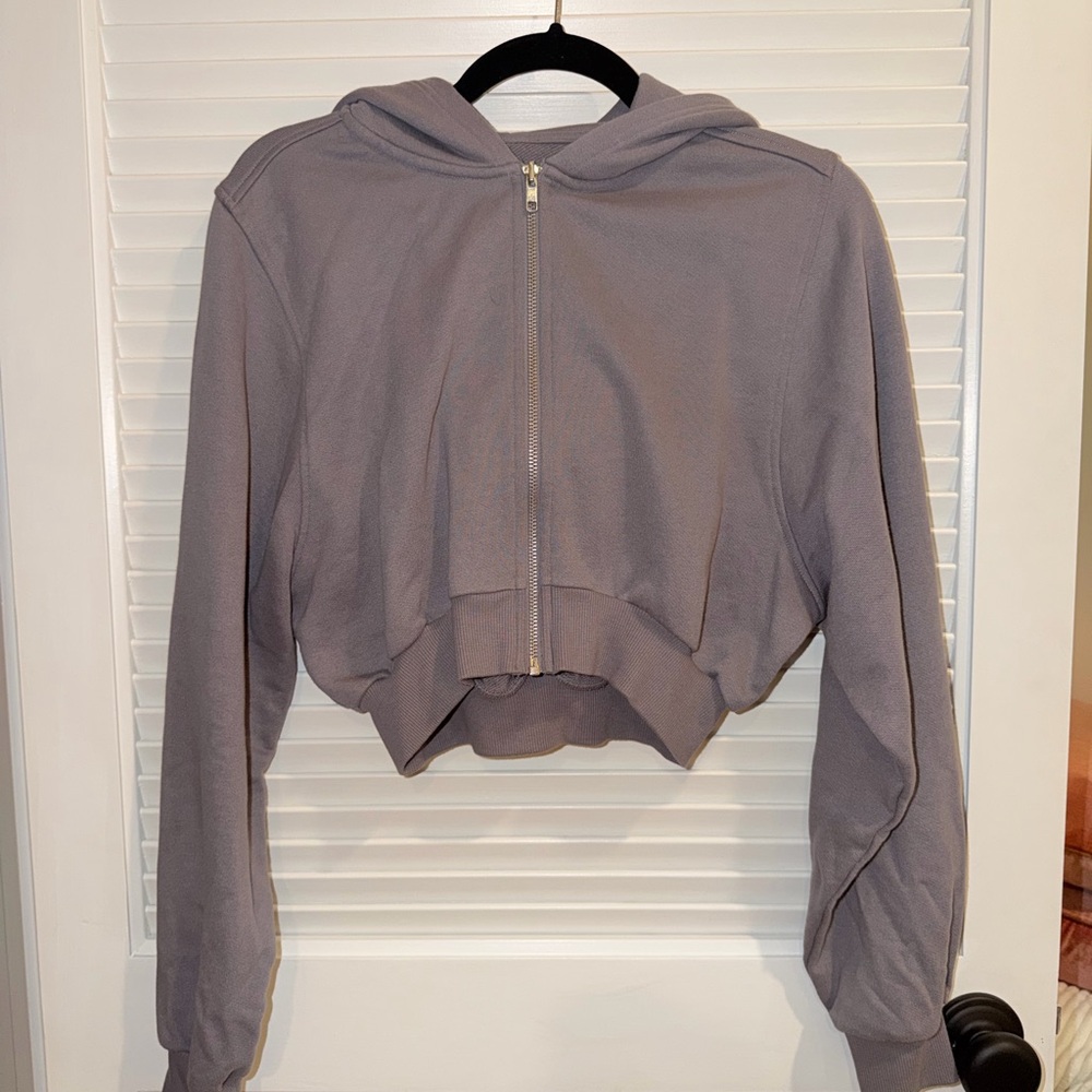 ALO Women's Purple/Grey Cropped Hoodie